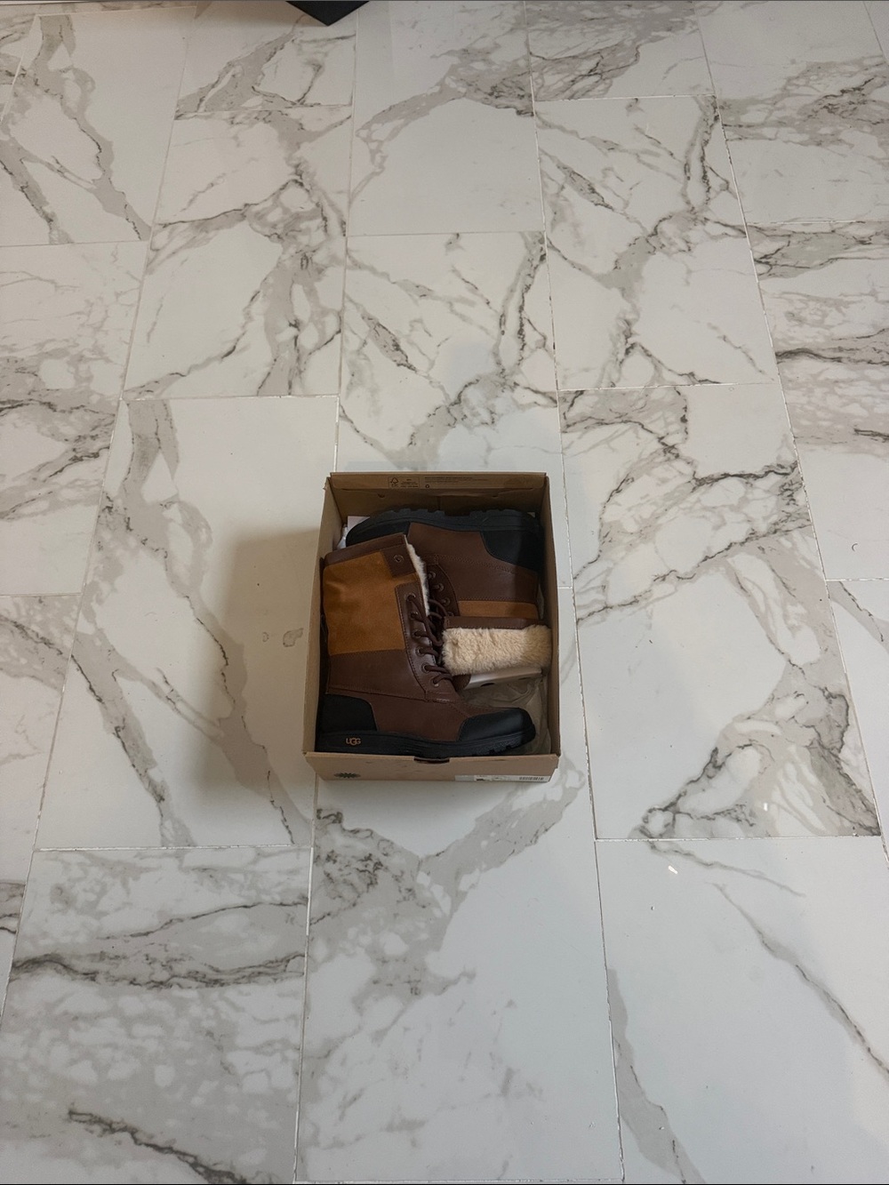 UGG boys brown and Black Waterproof Lace-Up Winter Boots